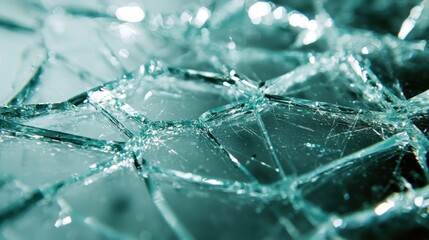 A transparent broken glass texture with light reflecting off its sharp splintered cracks.