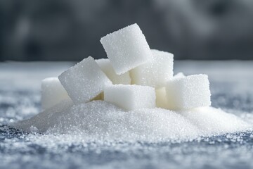 Cubes of Sugar Resting on a Small Pile of Sugar