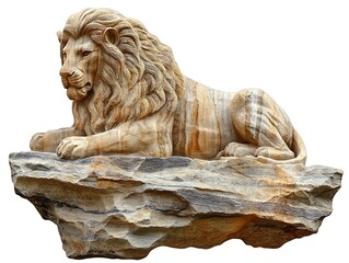 Stone Lion Sculpture on Rock