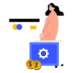 Financial Technology Illustration with Female Character