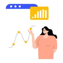 Financial Technology Illustration with Female Character