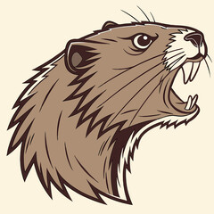 Beaver. Angry Beaver. Beaver head logo silhouette. Sport vector logo Beaver, Beaver icon, Beaver head, vector. illustration of a Beaver .