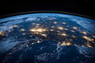 Stunning Aerial View of Earth's Night Lights from Space for Astronomy and Geography Projects