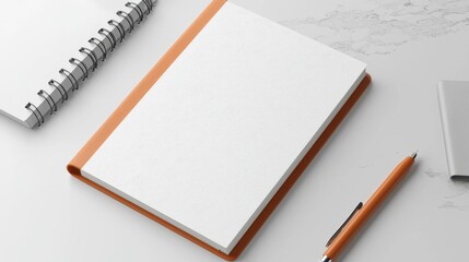 Minimalist workspace featuring a blank notepad, spiral notebook, and pencil for creative projects.