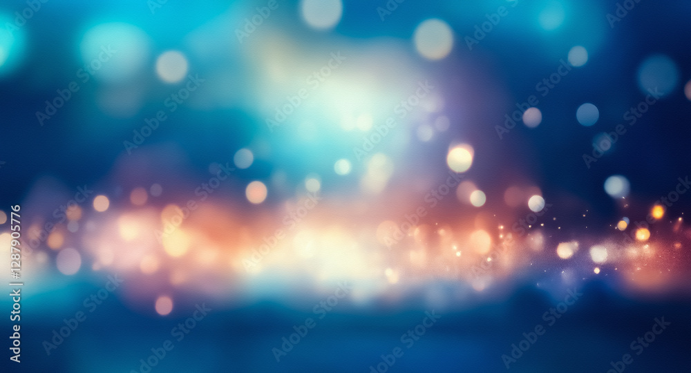 Sticker abstract bokeh background with a blend of blue and orange hues, creating a dreamy and ethereal atmos