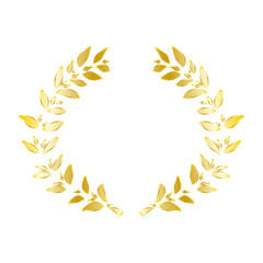 金色の月桂冠リースのイラストデザイン