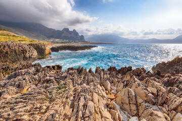 Superb seascape of Isolidda Beach near San Vito cape.