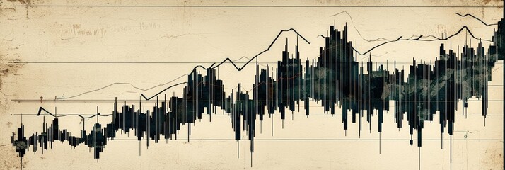 Obraz premium Abstract stock market graph with fluctuating data bars and sharp lines