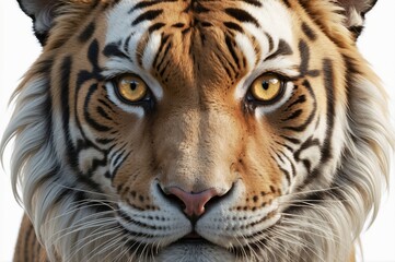 Naklejka premium Close-up portrait of a tiger's face, intense gaze, sharp focus, detailed fur.