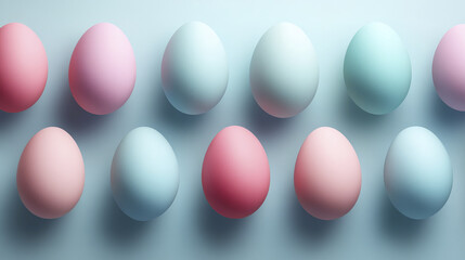 Pastel Easter eggs arranged in modern gradient layout