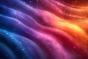 Fototapeta premium Colorful Cosmic Wave Patterns with Sparkling Starry Particles for Artistic Design