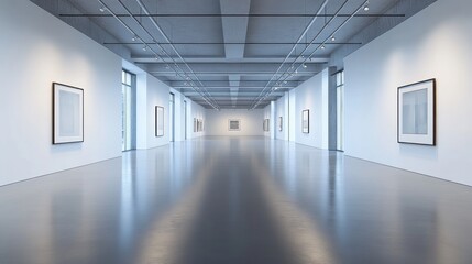 Obraz premium Long perspective shot of a modern art gallery interior