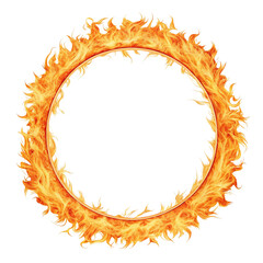 circle of flames burning with intense fire on white