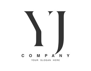 YJ logo design. Initial letter y and j serif font style. Creative classic company name typography. Trendy logotype or identity.