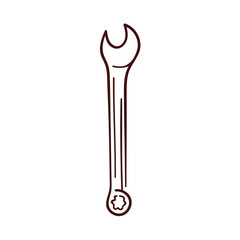 Wrench tool logo in line art style. Repair and maintenance service symbol for construction business isolated on a white background.