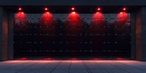 Red spotlights illuminated the stage, a glowing design against night's curtain