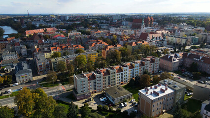 View of the old town from above Europe Brzeg Poland