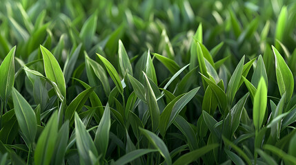 Obraz premium Closeup of Lush Green Grass Blades with Dew Drops