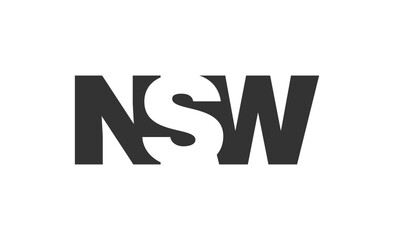 NSW logo design. Initial letter N S W bold font style for tech startups, consulting, corporate branding. Creative company name, headlines typography identity, trendy logotype.