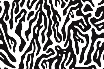 Seamless Black and White Organic Pattern with Interlocking Shapes