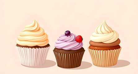 vector illustration of cupcakes