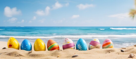 Cute easter beach card with copy space