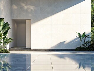 Luxury contemporary living room with pool view through expansive glass windows