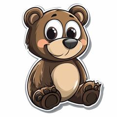 Cute cartoon bear character sitting happily in a playful setting. Generative AI