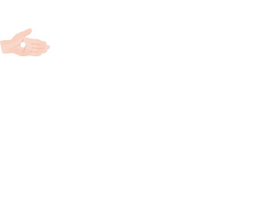 クリームを乗せた左手の手描きイラスト