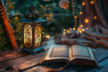 Beautiful greeting card with holiday composition for happy celebrate Ramadan, abstract vivid composition consists of fictional unreal fantastic vision on background