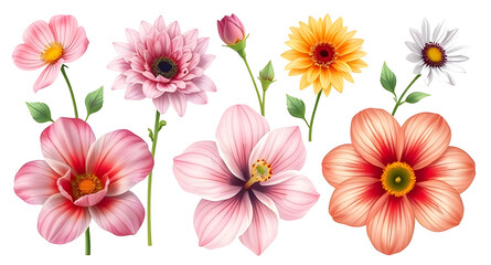 set of flowers
