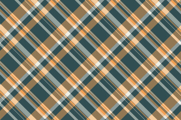 Buffalo tartan check seamless, youth vector background fabric. Shape plaid textile pattern texture in orange and pastel colors.