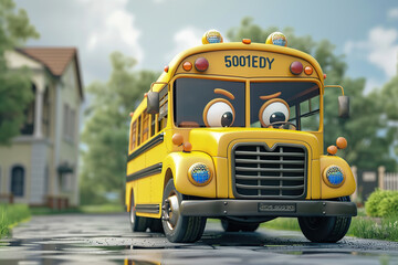 Beautiful colorful fictional cartoon car with pronounced headlights, abstract vivid composition consists of fictional unreal fantastic vision on background