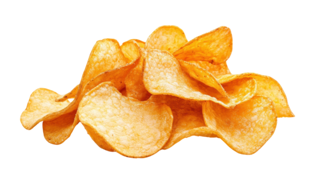 Crispy potato chips displayed in a heap perfect for snacking during gatherings or movie nights in any casual setting