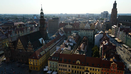 view city from the height of modern wish development architecture Europe Wroclaw Poland