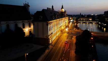 Fototapeta premium evening view of the Old Town illumination of Wroclaw Poland