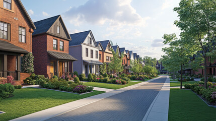 Naklejka premium Charming Tudor-Style Homes in a Picturesque Neighborhood