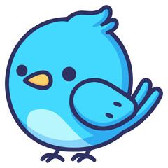 cute kawaii blue bird animal flat color vector illustration template design