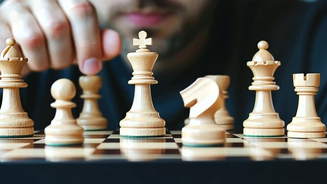 A chess player strategizing during a tournament match