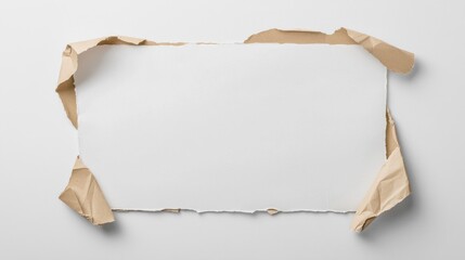 Fototapeta premium Blank paper on gray background with torn edges, perfect for design and creativity concepts.