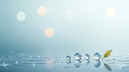 Gentle water droplets on a leaf calming nature scene abstract photography serene environment close-up view tranquility concept for relaxation and mindfulness