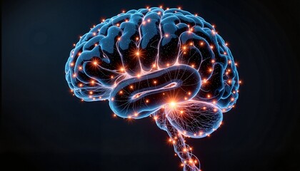 Fototapeta premium Glowing brain network symbolizing AI and neural connections, innovation