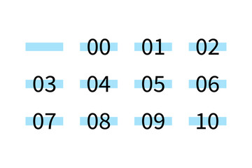 Obraz premium 水色の蛍光ペンの線の上に数字を描いたイラスト素材
