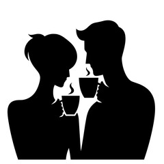 Silhouette of a couple enjoying coffee together