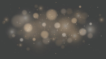 Shiny light bokeh background. Glowing lights effect. Abstract sparkling particles design. Vector