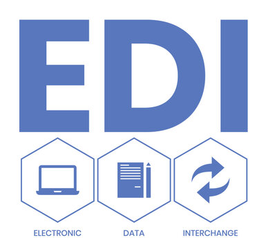 EDI - Electronic Data Interchange acronym. business concept background. vector illustration concept with keywords and icons. lettering illustration with icons for web banner, flyer, landing page