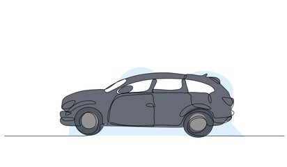 Vector illustration of a car. Modern flat in continuous line style.