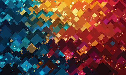Dynamic Mosaic of Multicolored Squares Creating a Modern Abstract Design