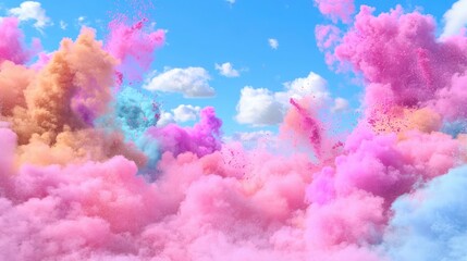 Fototapeta premium Colorful Cloud Burst of Pink, Blue, and Orange Against Sky