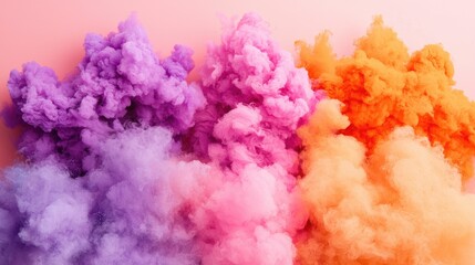 Fototapeta premium Colorful Smoke Clouds in Purple, Pink, Orange Against Soft Background